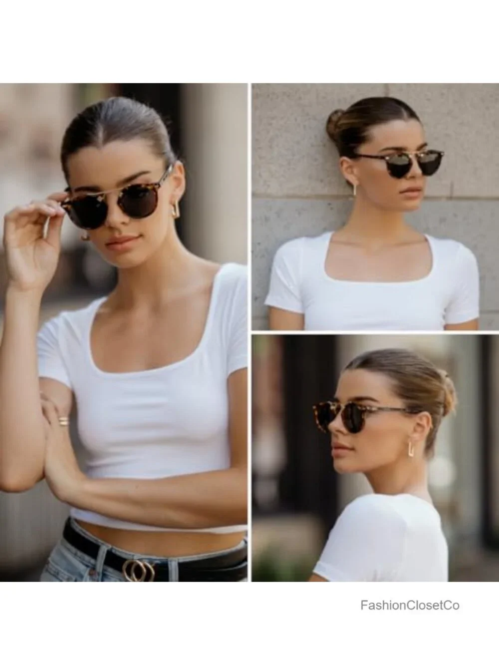 Women's Polarized Round Retro Double-Bridge Vintage Sunglasses